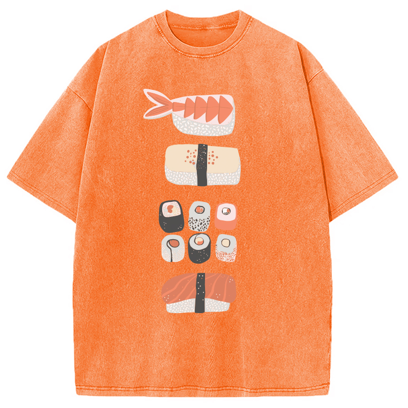 Tokyocanvas Japanese Sushi Nigiri Maki Roll Washed T-Shirt