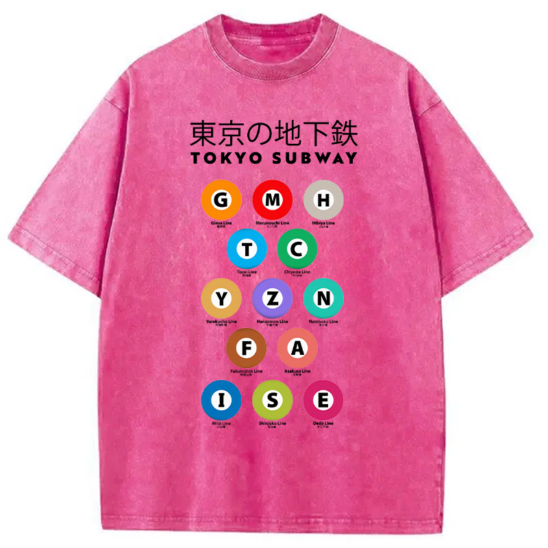 Tokyocanvas Tokyo Tunnelbanan Guide Washed T-Shirt