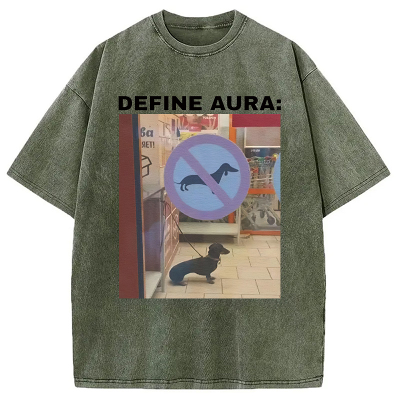 Tokyocanvas Define Aura Funny Washed T-Shirt