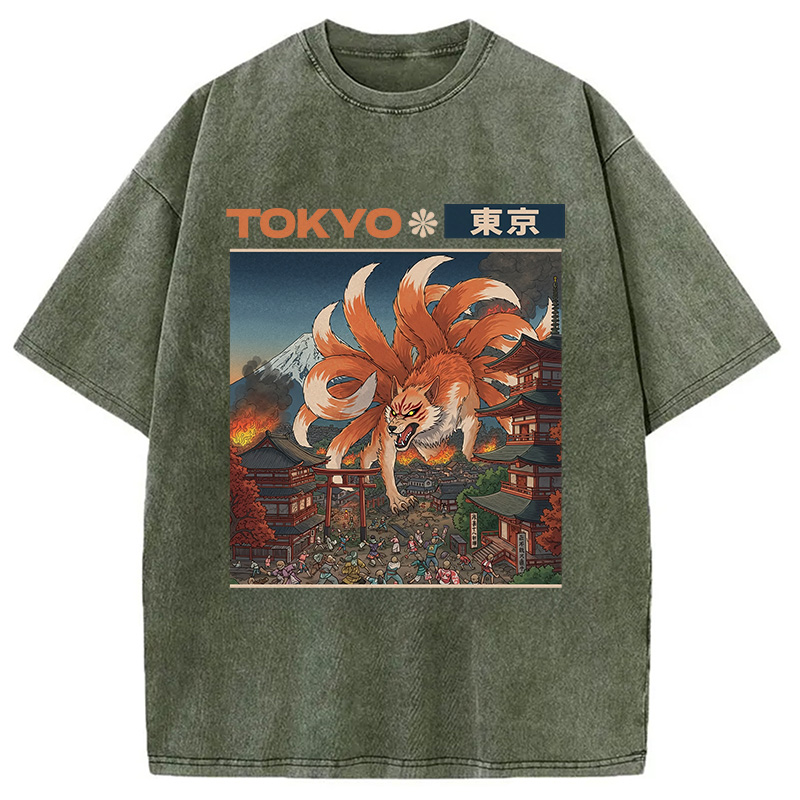Tokyocanvas Tokyo Traditional Japanese Design Washed T-Shirt