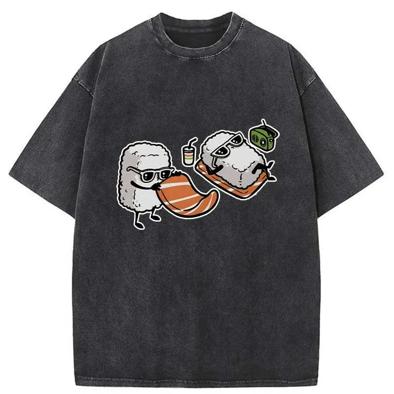 Tokyocanvas Sunbathing Sushi Washed T-Shirt