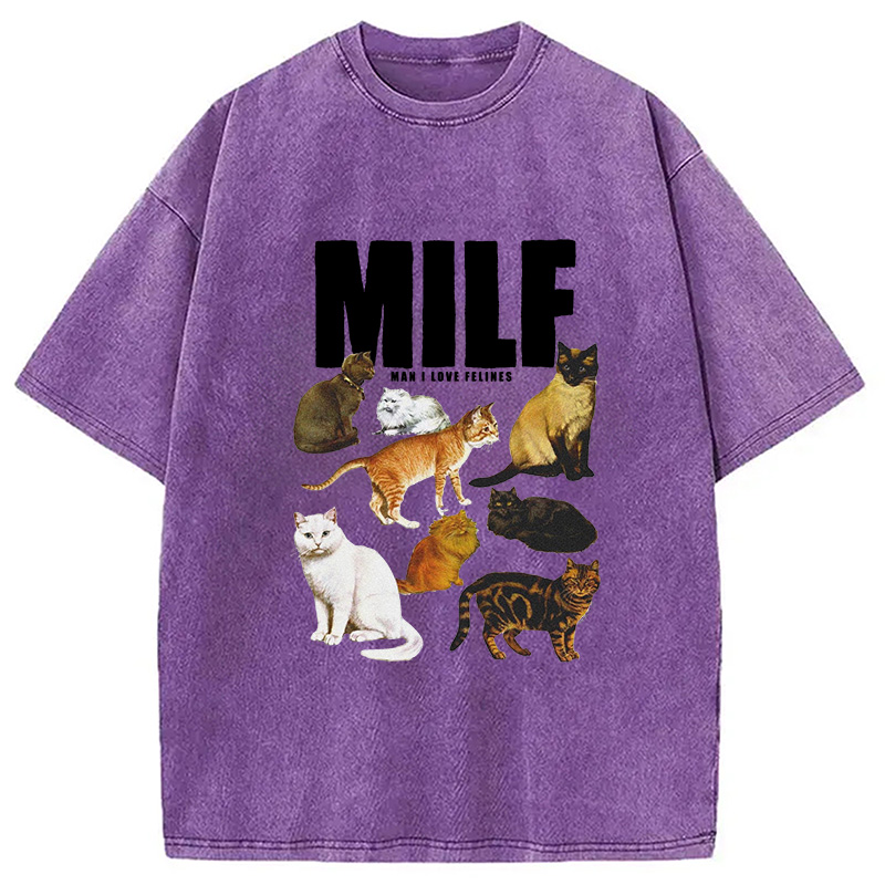 Tokyocanvas Man I Love Felines Cute Cat Washed T-Shirt