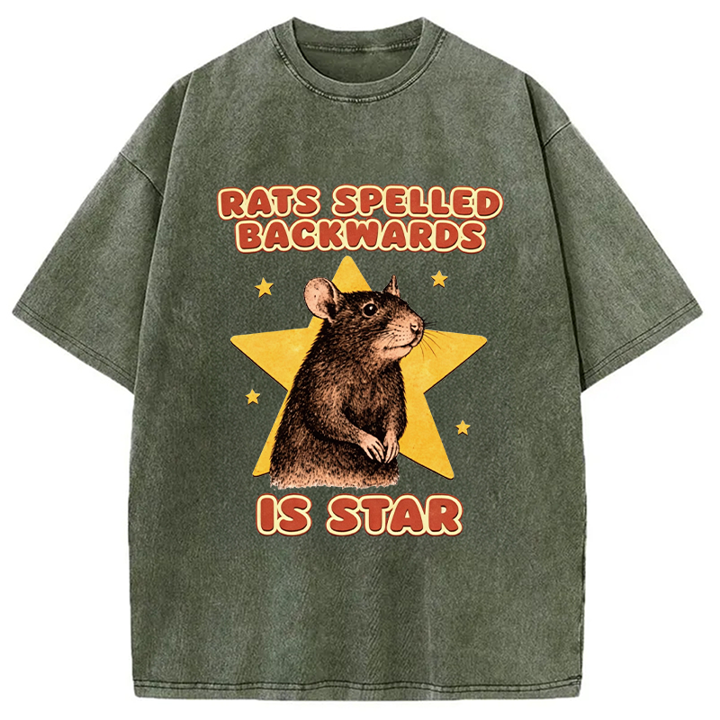 Tokyocanvas Rats Spelled Backwards Is Star Washed T-Shirt