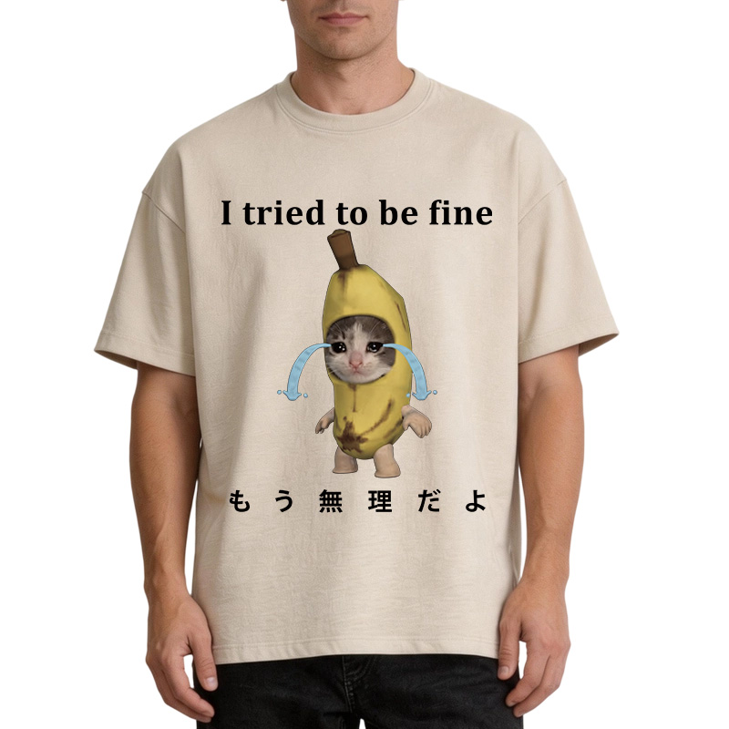 Tokyocanvas Crying Banana Cat Washed T-Shirt