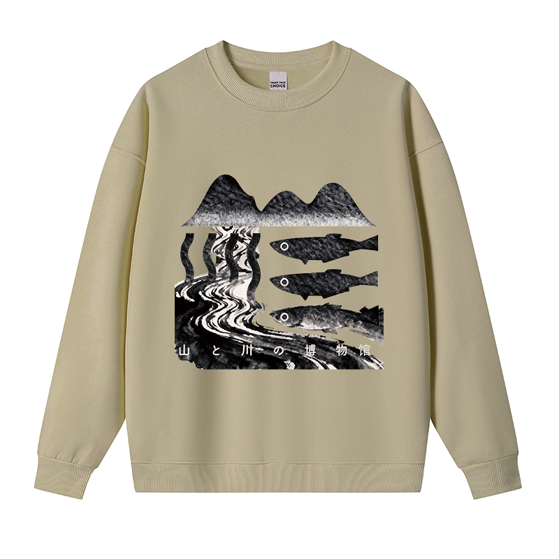 Tokyocanvas Fish Vintage Fleece Lined Sweatshirt