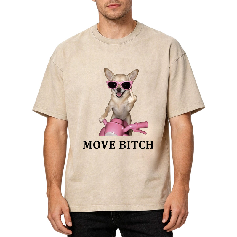 Tokyocanvas Move! Cute Chihuahua Washed T-Shirt