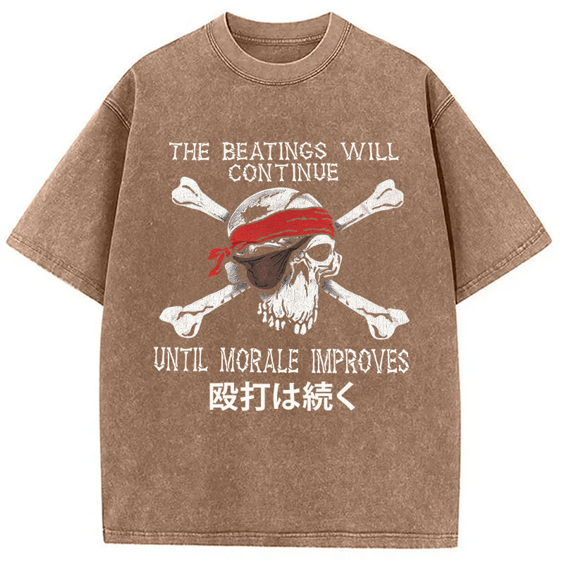 Tokyocanvas Beatings Will Continue Pirate Washed T-Shirt