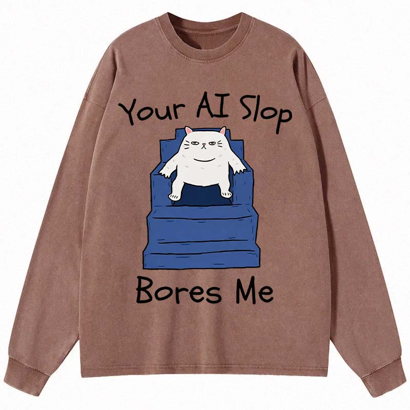 Tokyocanvas AI Slop Bores Me Long Sleeve Washed T-Shirt