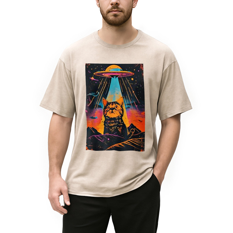 Tokyocanvas Catzilla Vintage Funny Cute Cat Washed T-Shirt