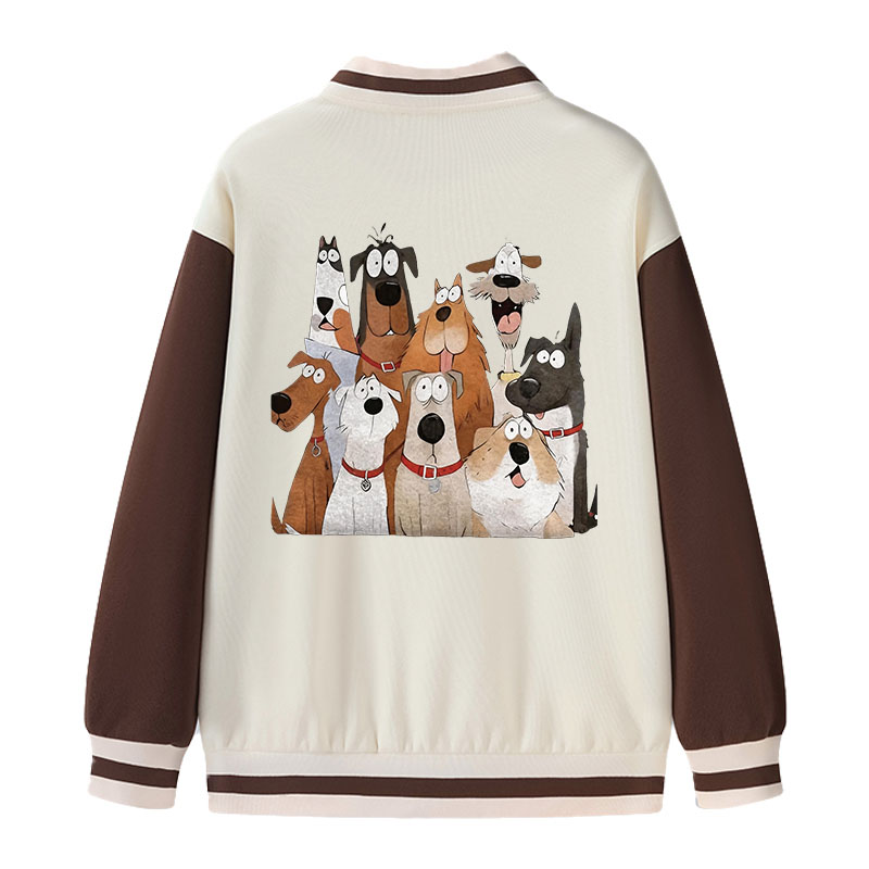 Tokyocanvas Funny Cute Dog Art Print Varsity Jacket