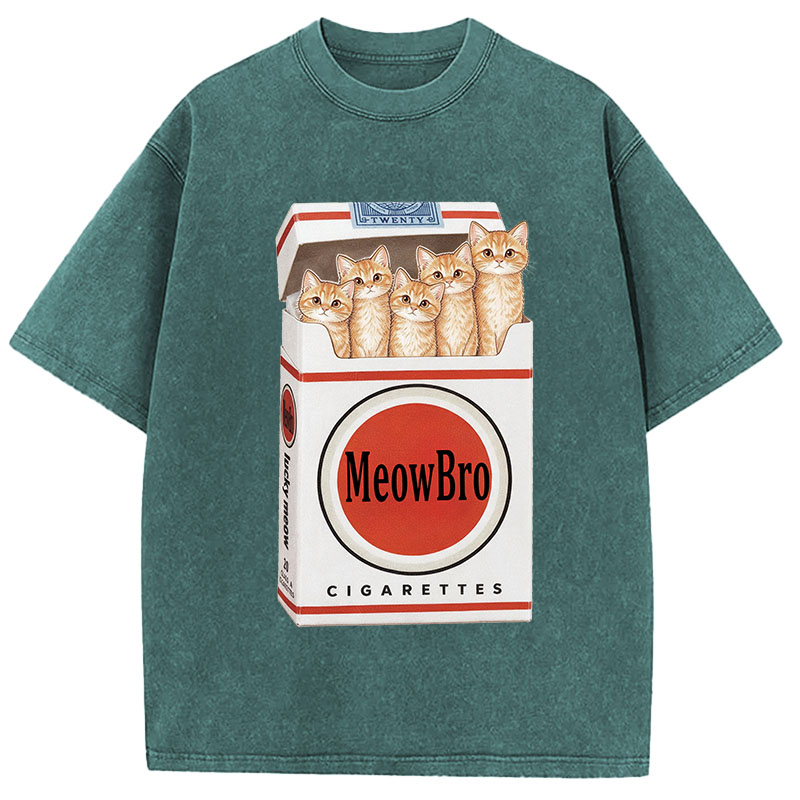Tokyocanvas MeowBro Funny Washed T-Shirt