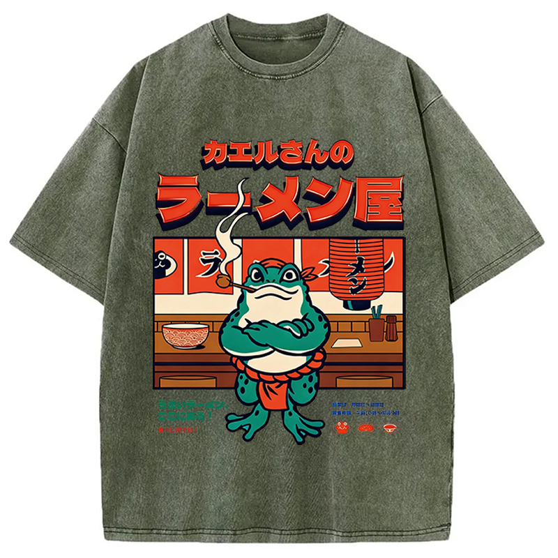 Tokyocanvas Mr. Frog's Ramen Shop Washed T-Shirt