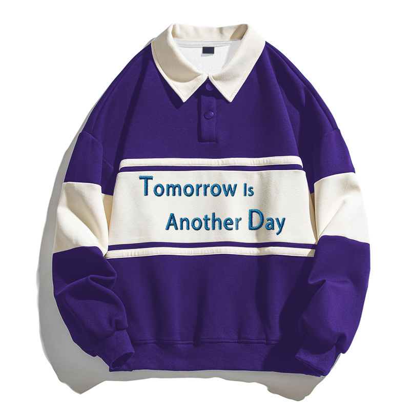 Tokyocanvas Tomorrow Is Another Day Polo Embroidered Sweatshirt