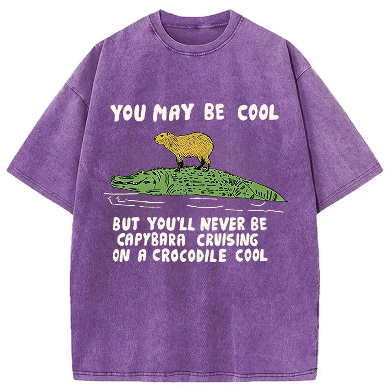 Tokyocanvas Cool Capybara Funny Washed T-Shirt