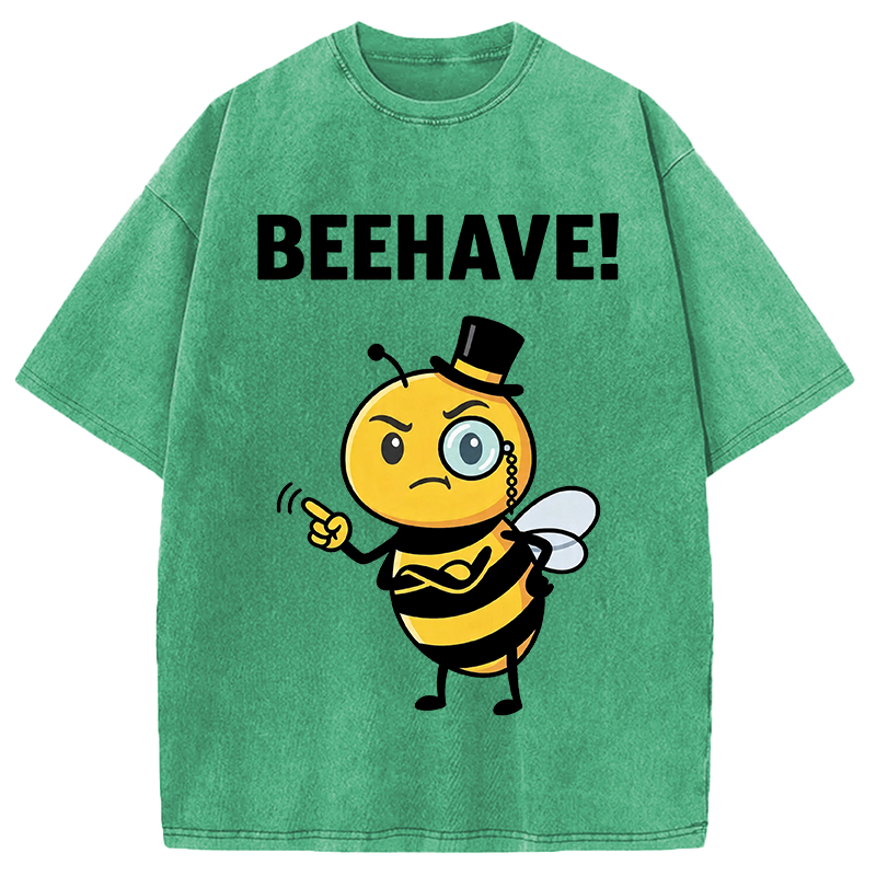 Tokyocanvas Beehave! Funny Bee Washed T-Shirt