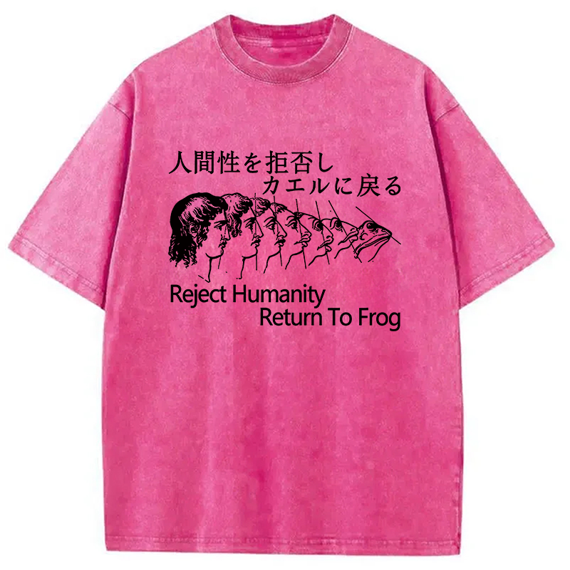 Tokyocanvas Reject Humanity Return To Frog Washed T-Shirt