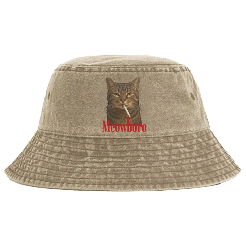 Tokyocanvas Funny Realistic Cat Meme Washed Bucket Hat