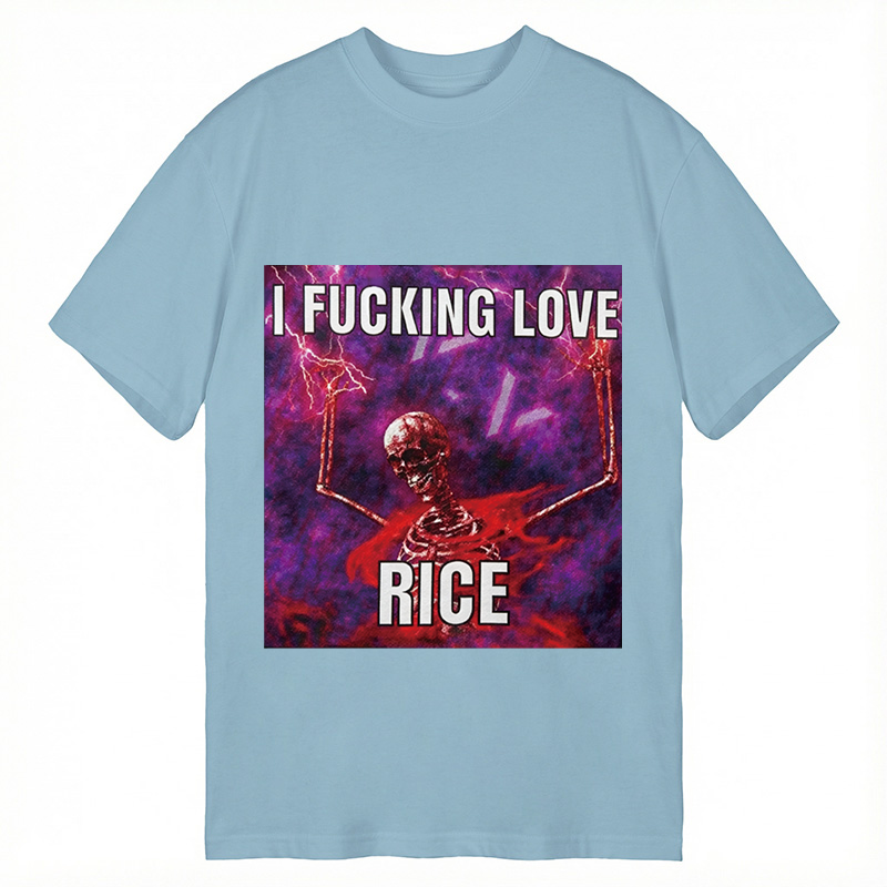 Tokyocanvas I F*cking Love Rice Funny Skeleton Meme Classic T-Shirt