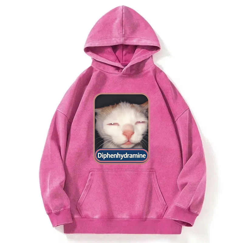 Tokyocanvas Diphenhydramine Cat Meme Washed Hoodie
