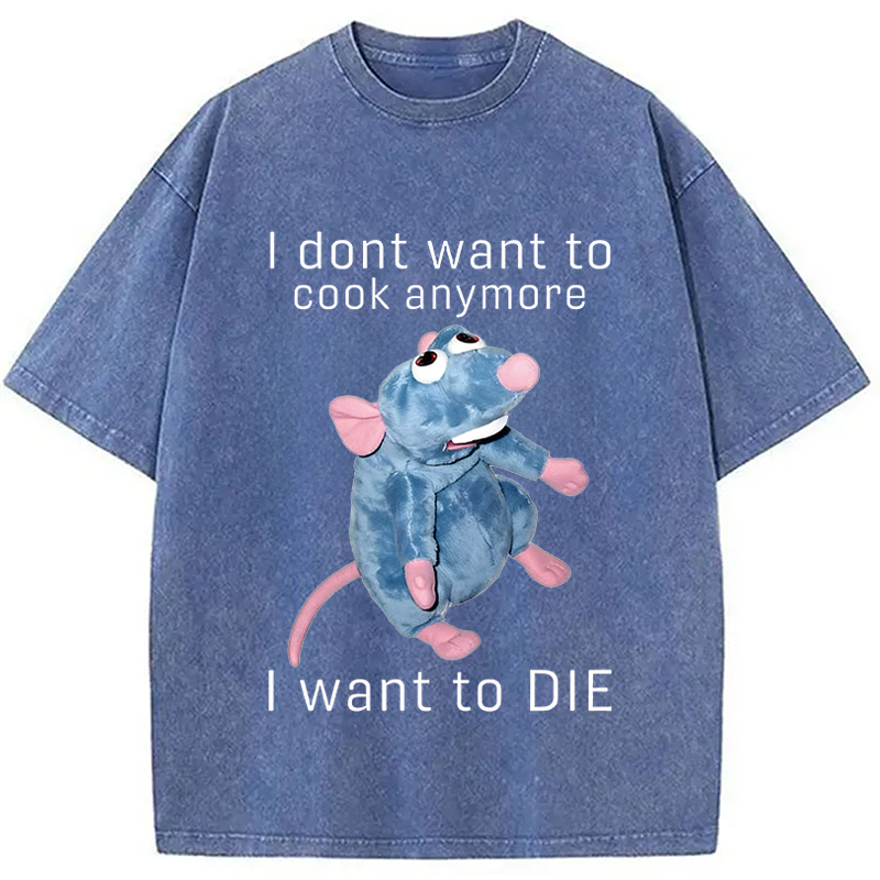 Tokyocanvas I Don't Want To Cook Anymore I Want To Die Rat Washed T-Shirt