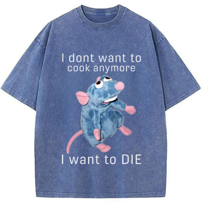 Tokyocanvas I Don't Want To Cook Anymore I Want To Die Rat Washed T-Shirt