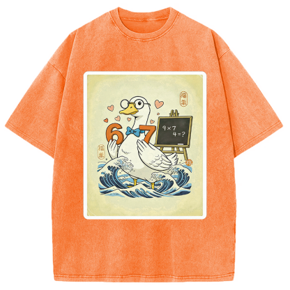 Tokyocanvas Japanese Goose Teacher 6 7 Meme Washed T-Shirt