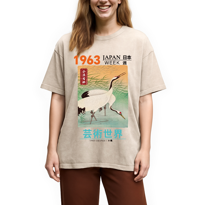 Tokyocanvas Two Cranes Washed T-Shirt