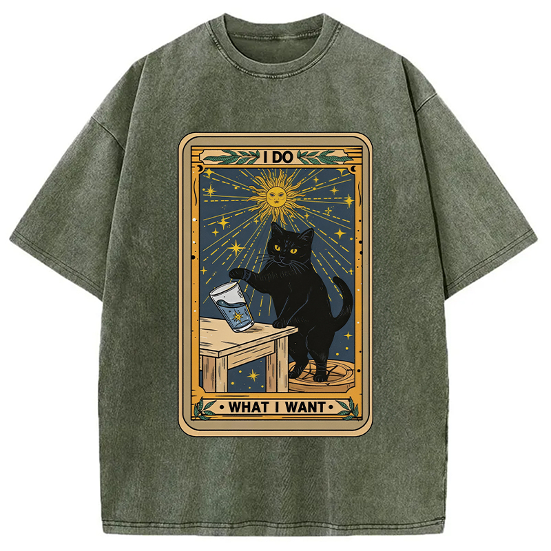 Tokyocanvas I Do What I Want Cats Tarot Washed T-Shirt
