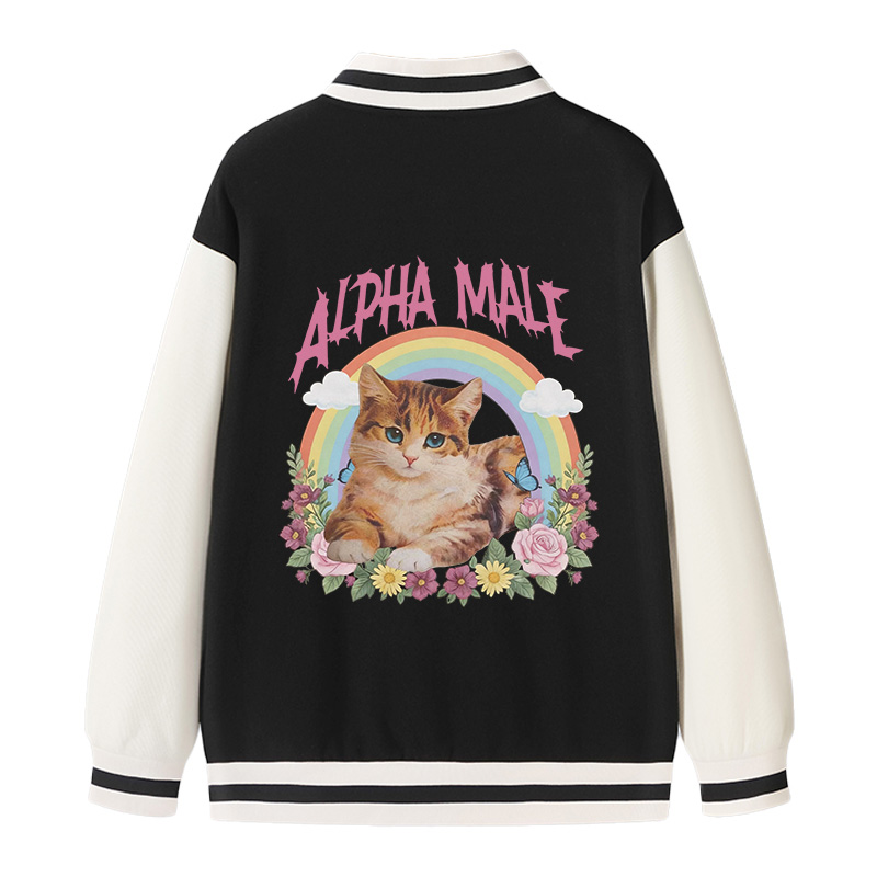 Tokyocanvas Alpha Male Funny Kitten Meme Varsity Jacket