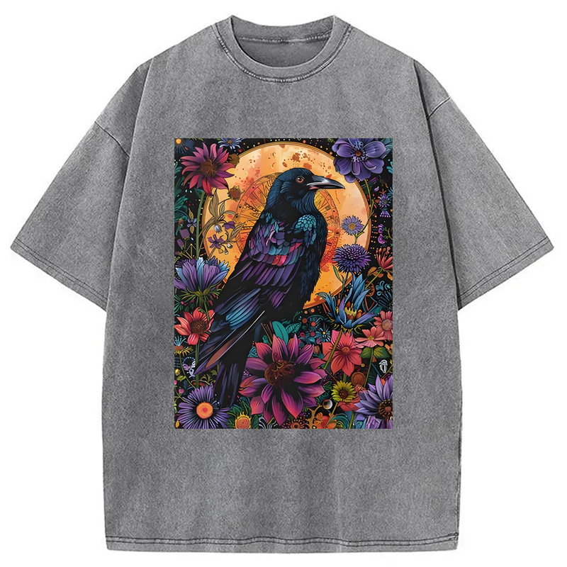 Tokyocanvas Mandala Crow Washed T-Shirt