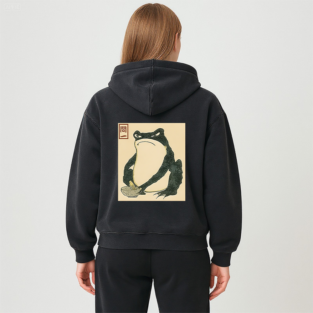 Tokyocanvas Matsumoto Hoji Japanese Frog Washed Zip Hoodie