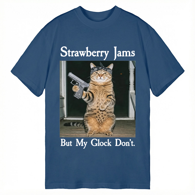 Tokyocanvas Strawberry Jams But My Glock Don't Funny Cat Classic T-Shirt