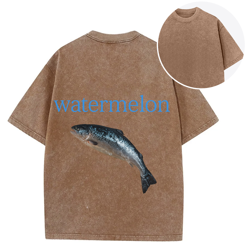 Tokyocanvas Watermelon Fish Back Washed T-Shirt