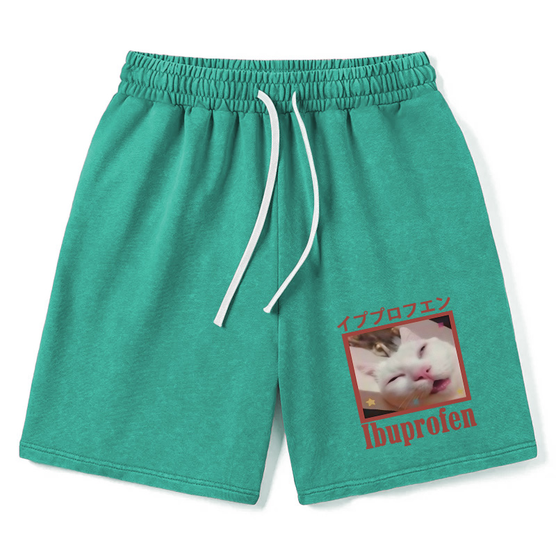 Tokyocanvas Ibuprofen Meme Cat Washed Short