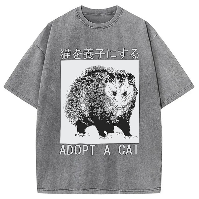 Tokyocanvas Adopt a Cat Japanese Washed T-Shirt