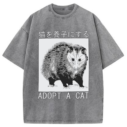 Tokyocanvas Adopt a Cat Japanese Washed T-Shirt