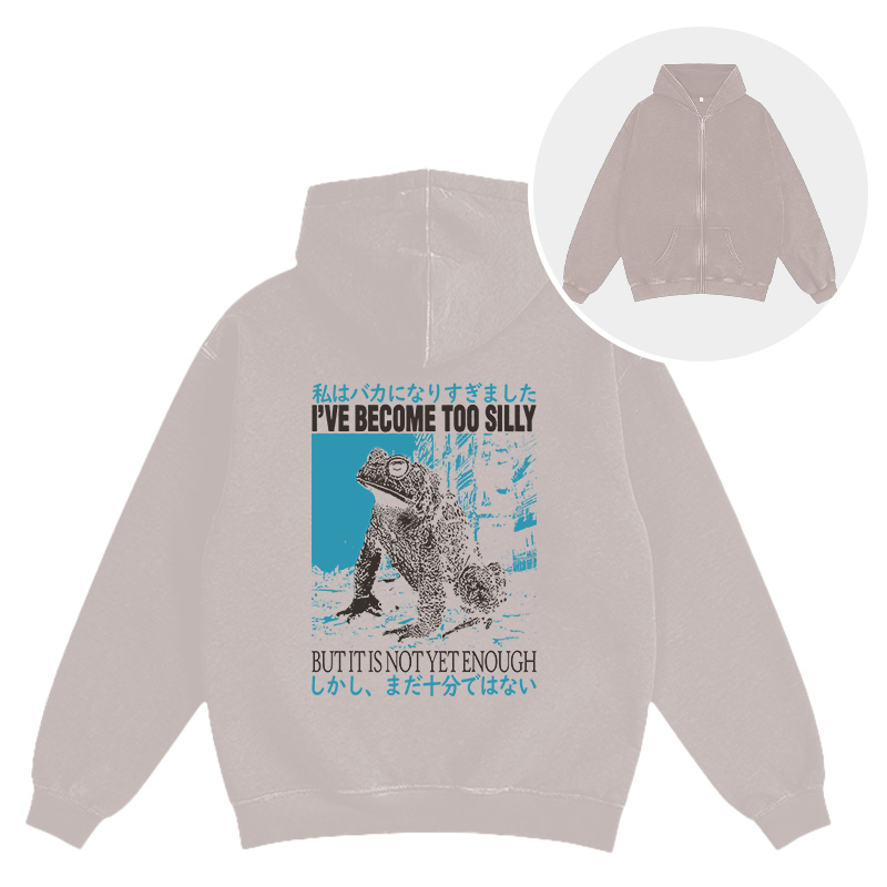 Tokyocanvas I've Become too Silly But It Is not Enough Washed Zip Hoodie