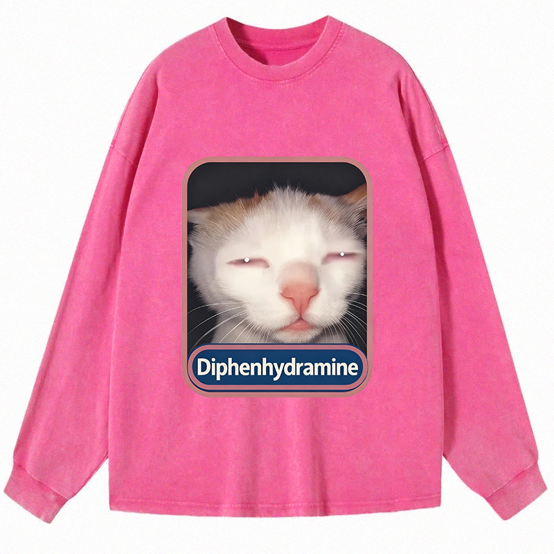 Tokyocanvas Funny Meme Cat Long Sleeve Washed T-Shirt