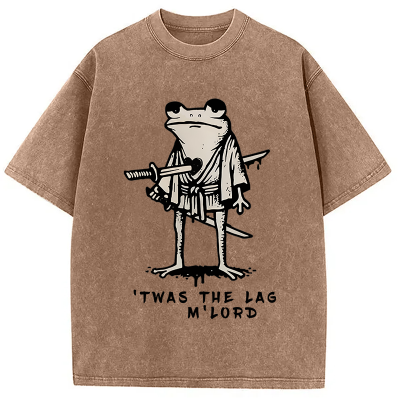 Tokyocanvas Funny Frog Samurai Washed T-Shirt