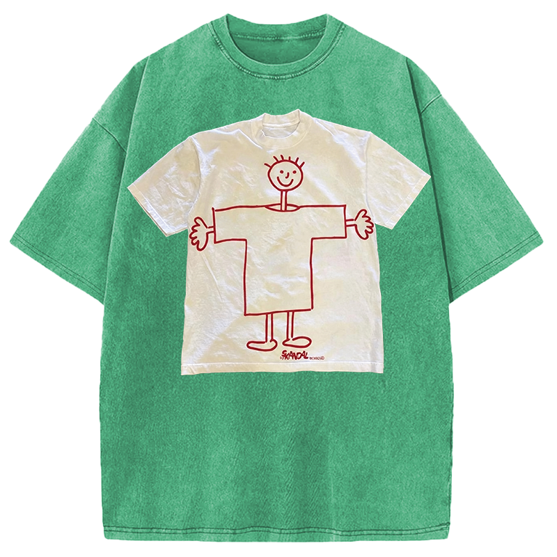 Tokyocanvas Children's Self Drawing Shirt Of Washed T-Shirt