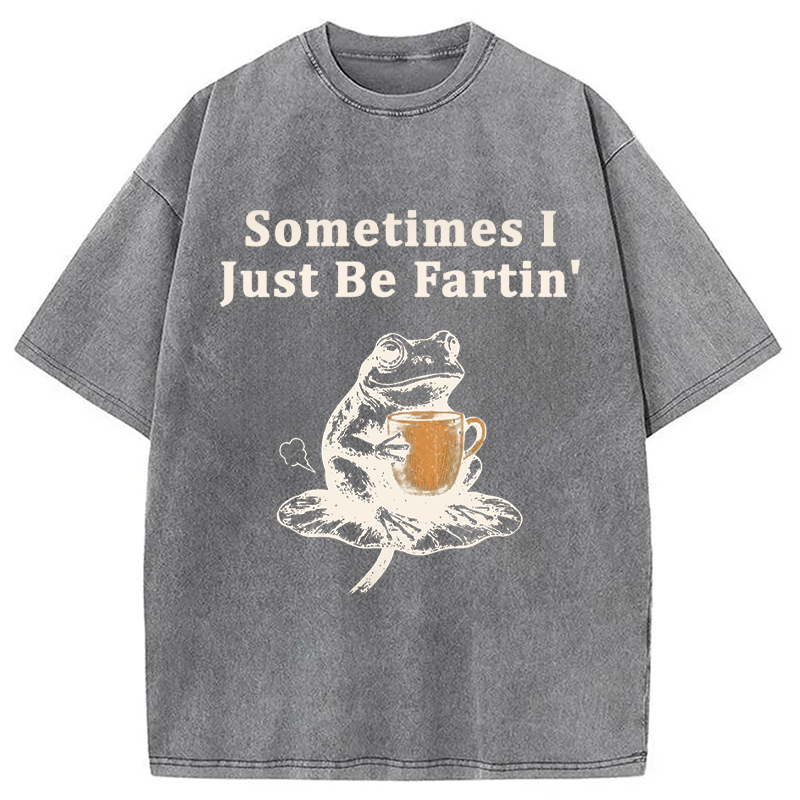 Tokyocanvas Sometimes I Just Be Fartin Funny Frog Washed T-Shirt