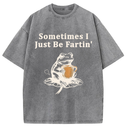 Tokyocanvas Sometimes I Just Be Fartin Funny Frog Washed T-Shirt