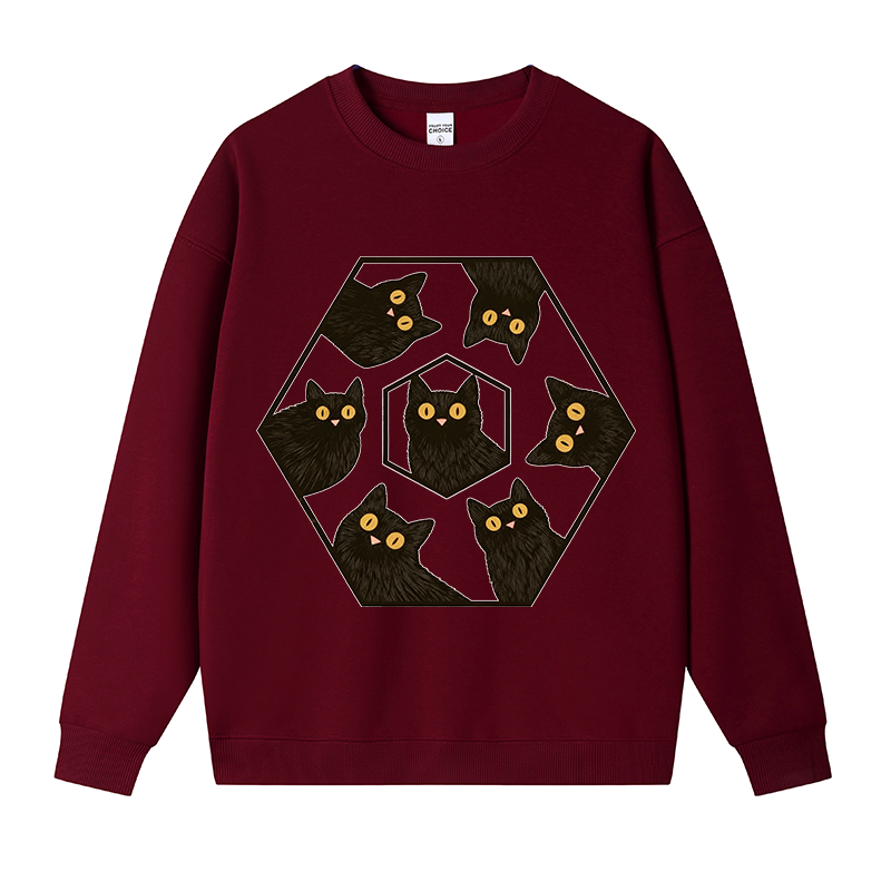 Tokyocanvas Black Cats Are Watching You Fleece Lined Sweatshirt