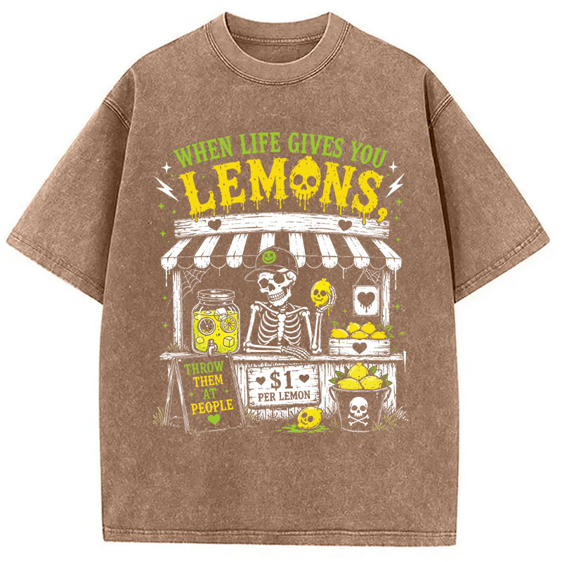 Tokyocanvas	 When Life Gives You Lemons DTG Printing Washed T-Shirt