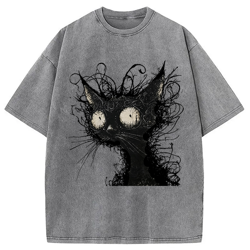 Tokyocanvas Crazy Cat Art Washed T-Shirt