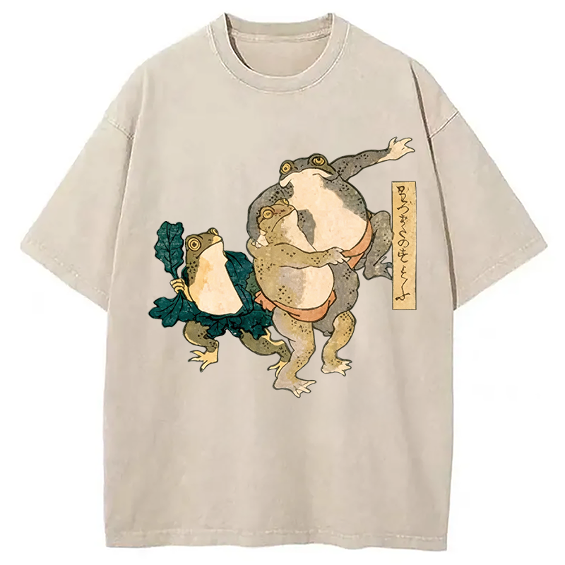 Tokyocanvas Sumo Frogs Japan Washed T-Shirt