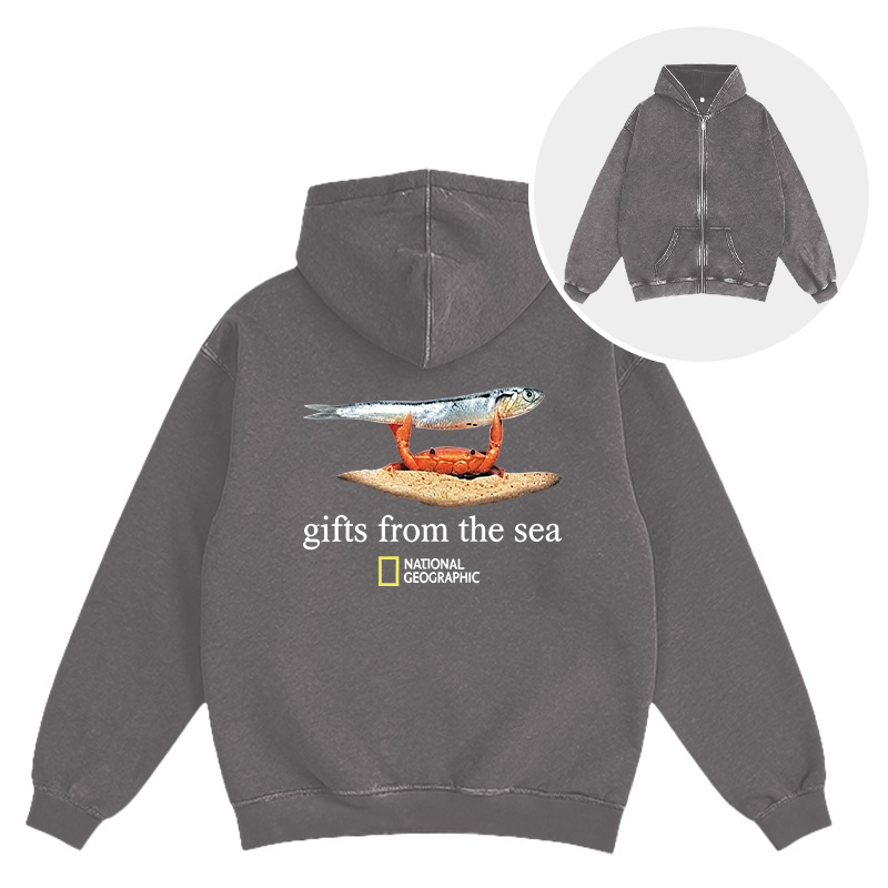 Tokyocanvas Gifts From The Sea Washed Zip Hoodie