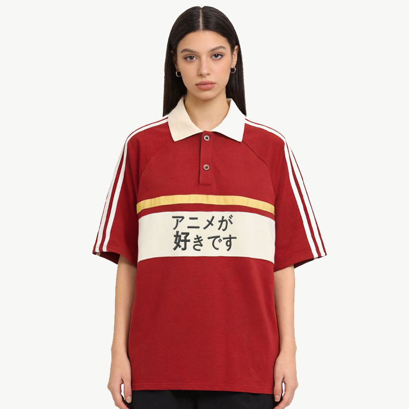 Tokyocanvas I like Anime Japanese Polo Embroidered T-Shirt