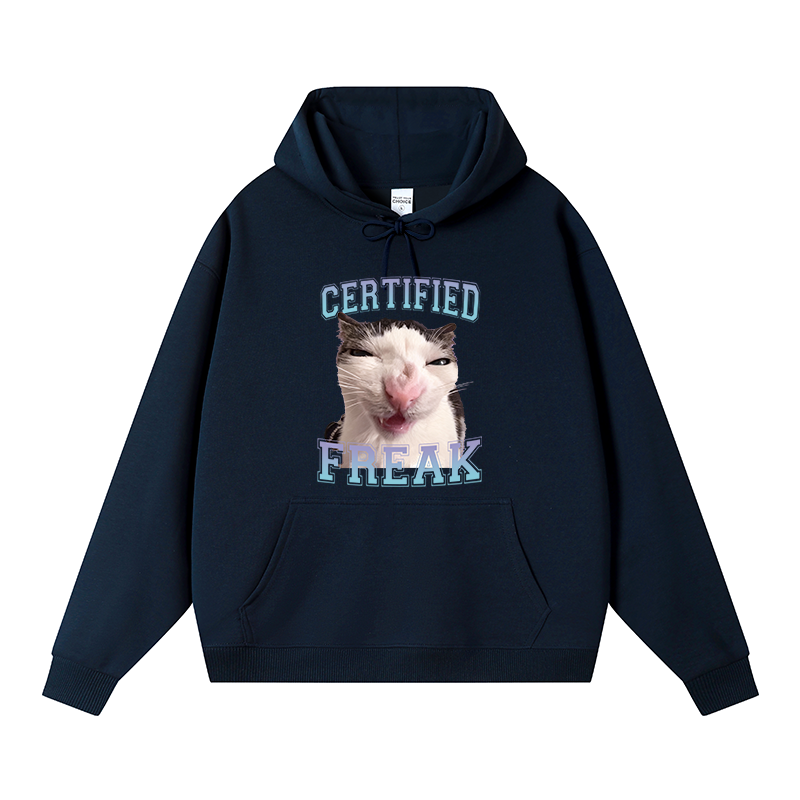 Tokyocanvas Funny Certified Freak Cat Meme Fleece Lined Hoodie