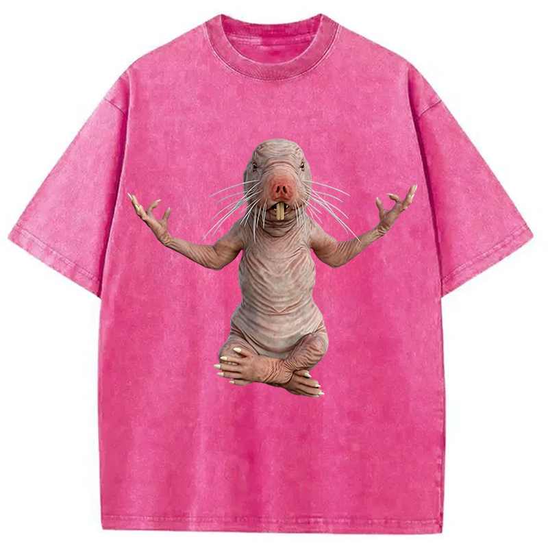 Tokyocanvas Funny Naked Mole-Rat Washed T-Shirt
